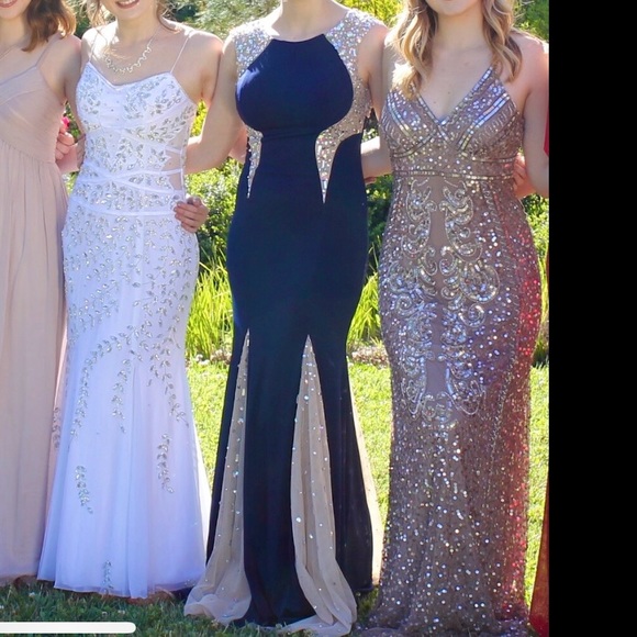 ❤️Navy Cut Out Rhinestone Dress - City Triangles❤️ - Picture 1 of 2